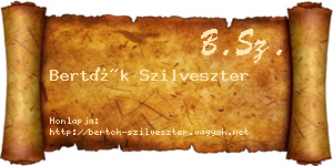 Bertók Szilveszter névjegykártya